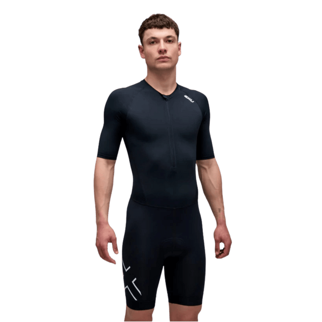 2XU - Mens Core Sleeved Trisuit - Black/White 26/27 - Aid Station
