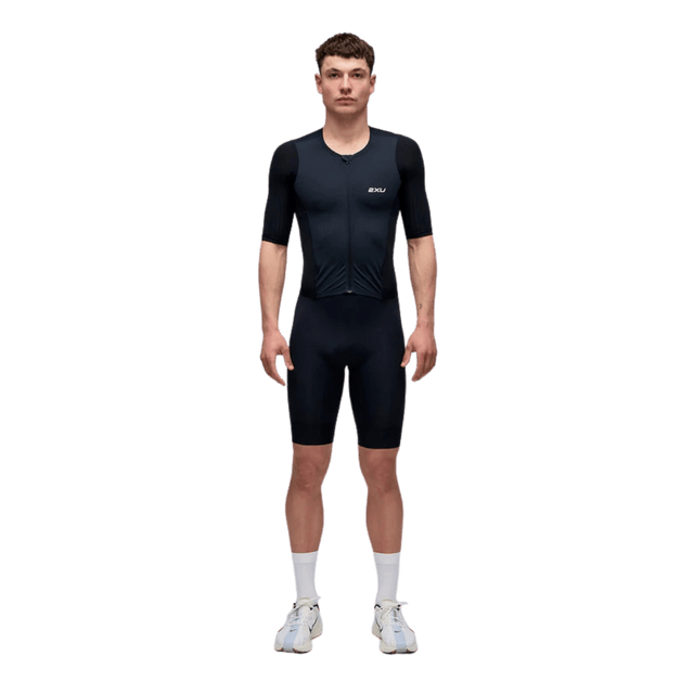 2XU - Mens Aero Sleeved Trisuit - Black/White - Aid Station