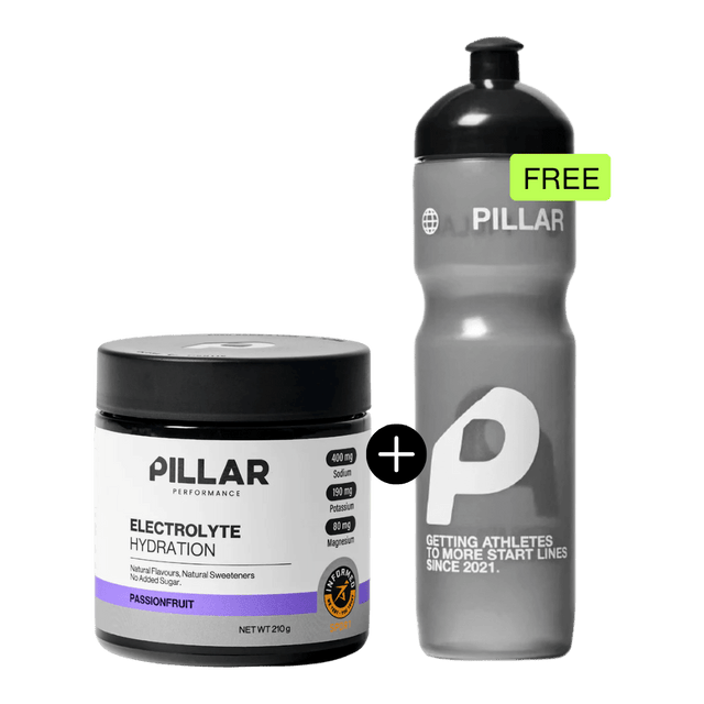 PILLAR Performance - Electrolyte Hydration Jar - Passionfruit + FREE PILLAR BASE400 Race Bottle - Aid Station