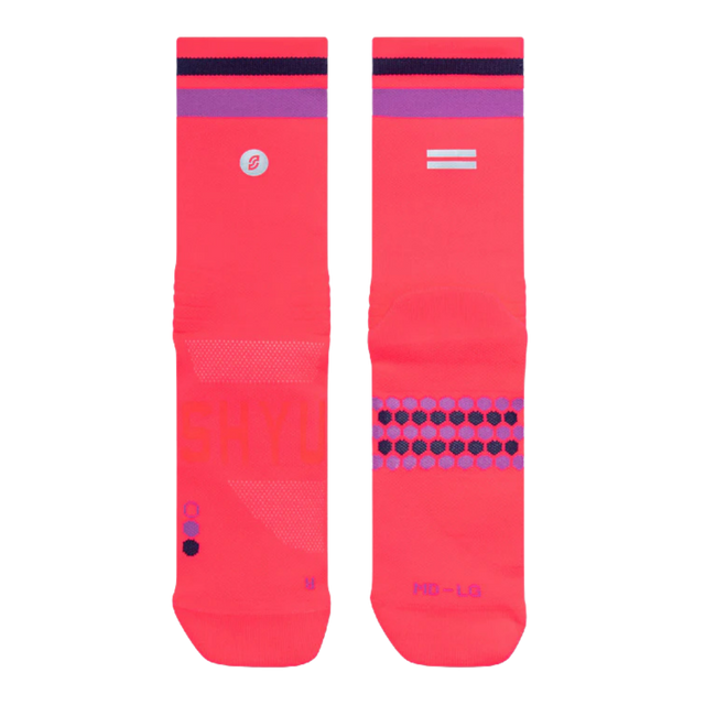 SHYU-Racing-Socks-cerise-purple-black-flatlay