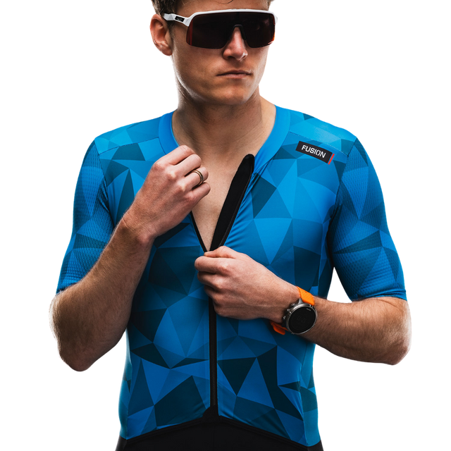 FUSION - Tempo! TWO Unisex Tri Suit - Ocean (Chest Detail)