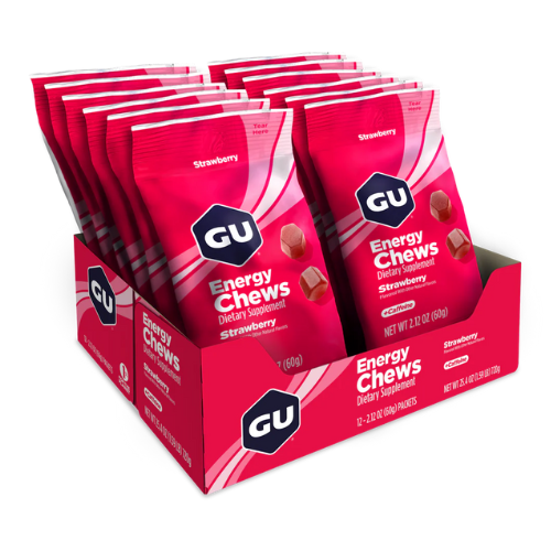 GU Energy - Energy Chews - Strawberry (with caffeine) (Box of 12)