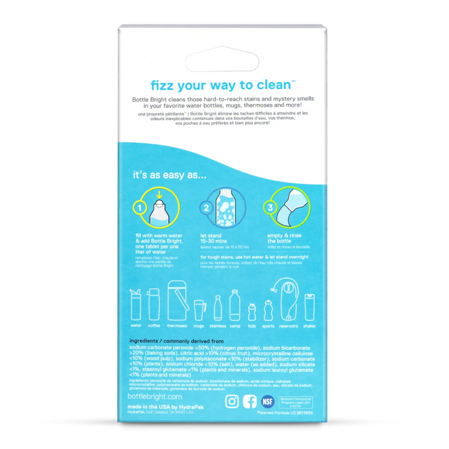 HydraPak - Bottle Bright Cleaning Tablets - 12pk (Back)