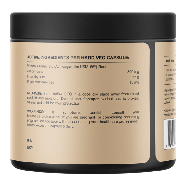 Switch Nutrition - Ashwagandha Capsules (Back)