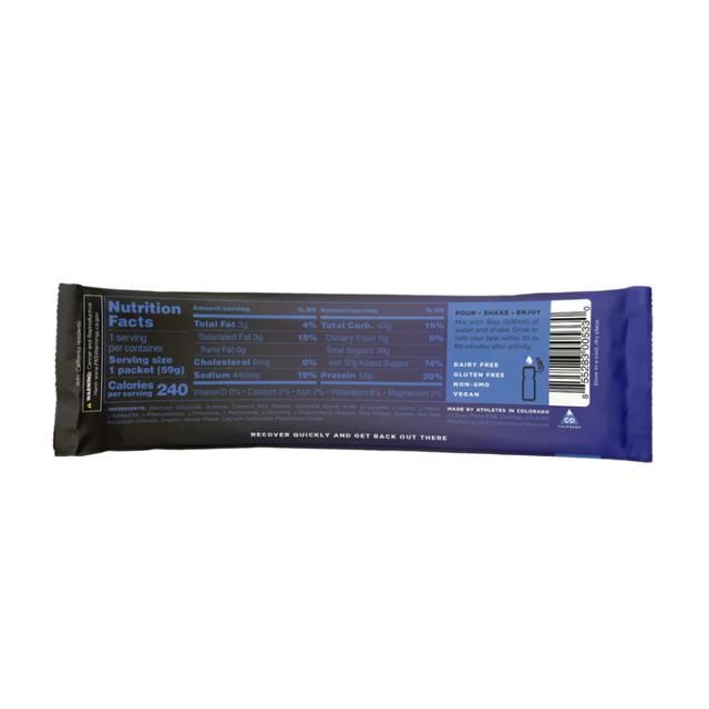 Tailwind Nutrition - Recovery Mix Stick - Vanilla (59g) - Back