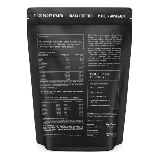 Switch Nutrition - WPI Perform - Chocolate (Back)