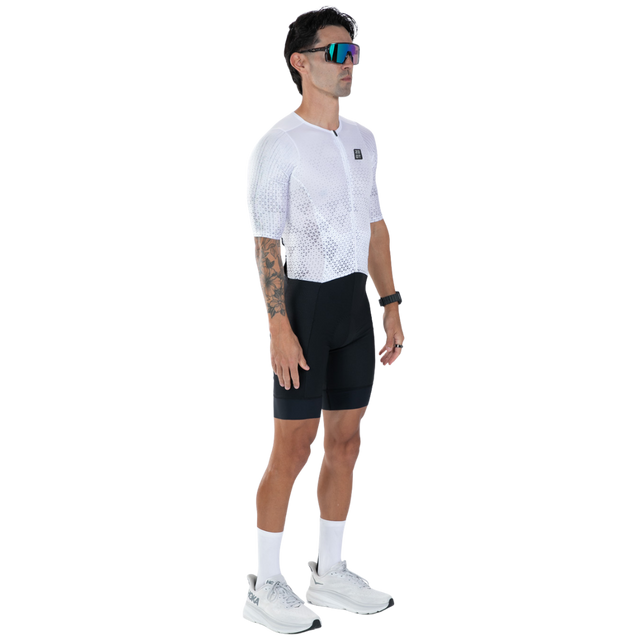 Zoot Men's Elite P1 Tri Aero FZ Racesuit in Sonic White colourway - front angle view