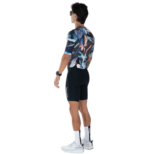 Zoot Men's Ultra Tri P1X Racesuit in Afterburn colourway - back left angle view