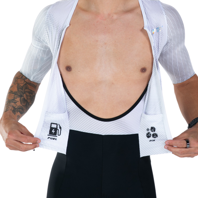 Zoot Mens Ultra Tri P1X Racesuit in Chrome, fuel pocket detail