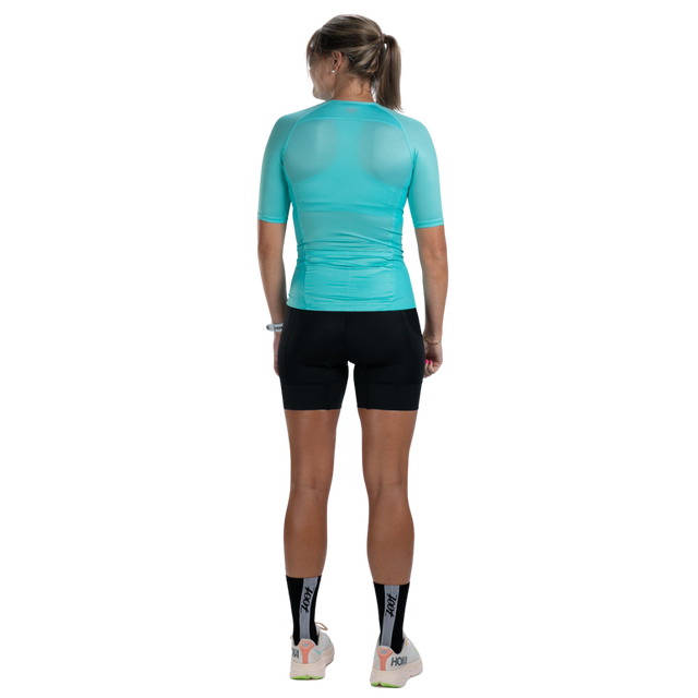 Zoot Women's Core Tri Jersey in Aqua Blue colourway - back view